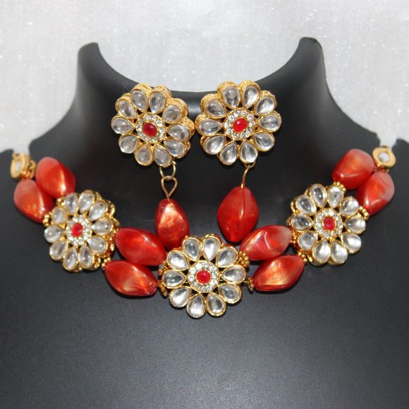 Jewelry - Red Kundan Set for Girls Red Stone Jewellery Set for Women